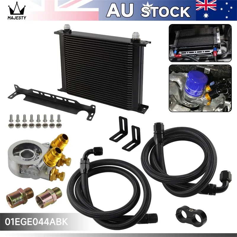 Performance Thermostatic 70 Degree 30 Row Oil Cooler Kit with Mount Bracket & 10AN Fuel Hoses