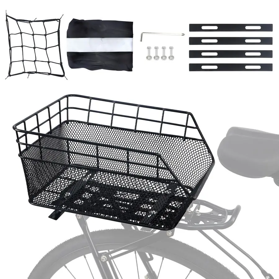 

Bike Rear Basket Rear Rack Basket Steel Wire for Bicycle Carge Rack, Black
