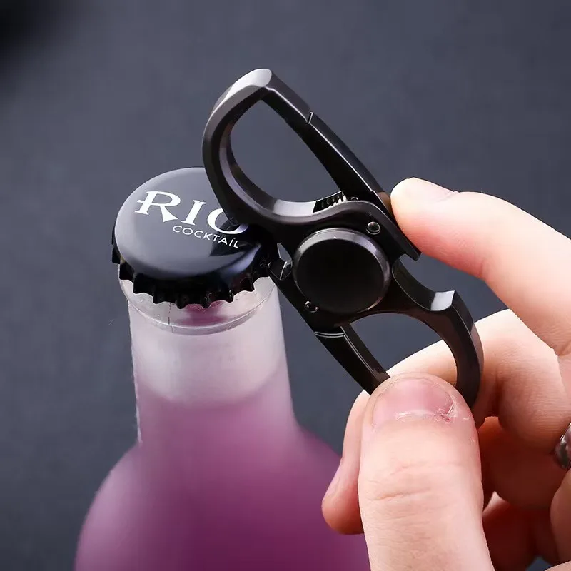 Car Keychain with Fingertip Gyroscope for Easy Bottle Opening with Decompression Function Metal Buckle Gift From The Source