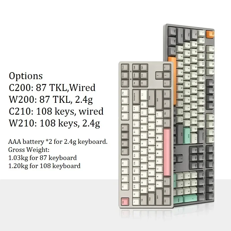 

IKBC C200 Wired mechanical keyboard 87 TKL W200 2.4g wireless W210 game keyboard pbt keycaps