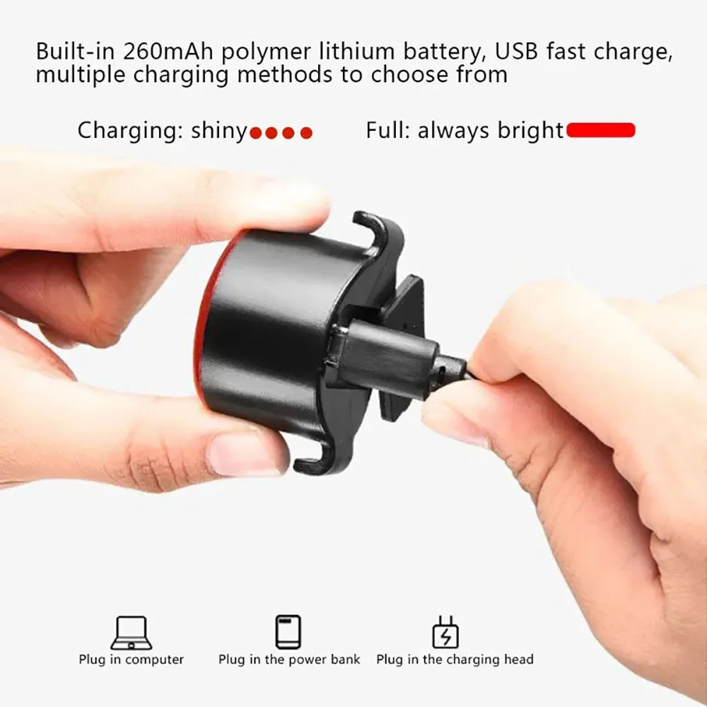 Bike Front Rear Light Set 6 Lighting Modes Bike Bright Headlight USB Charging Warning Taillights Set for Night Riding Safety image 4