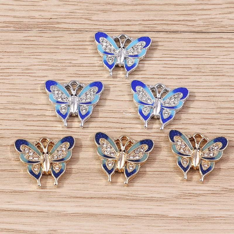10pcs 18x16mm Elegant Crystal Animal Butterfly Charms for Jewelry Making Women Fashion Drop Earrigns Pendants Necklaces Gifts