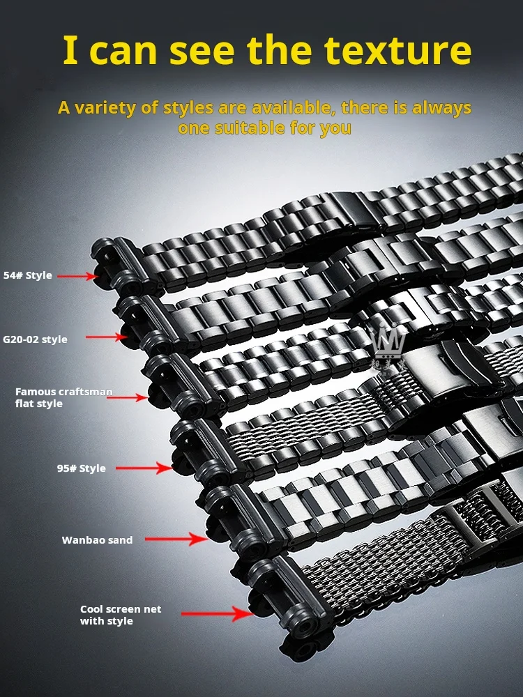 Black Metal Steel Watchband For G-SHOCK Casio 5410 GPW-1000 Big Air Master modified stainless steel GPW1000 men's watch strap