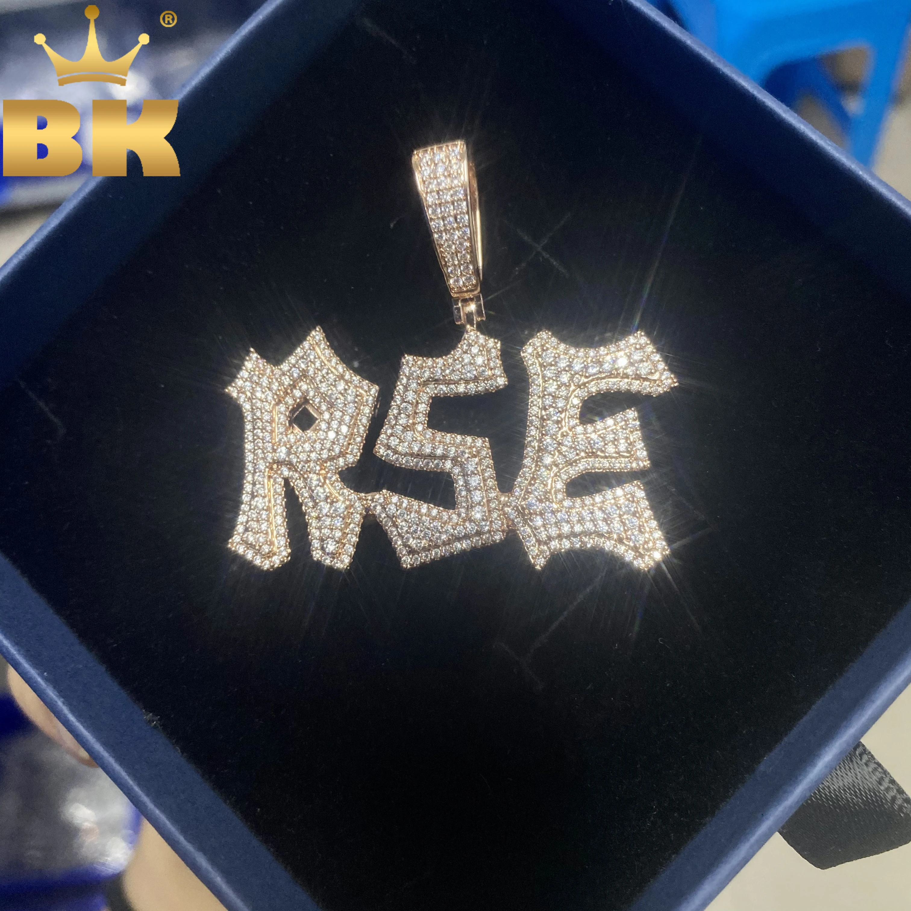 

TBTK Custom Graffiti Art Font Letters Nameplate Iced Out Cubic Zirconia Numbers Pendant Necklace Hiphop Punk Jewelry