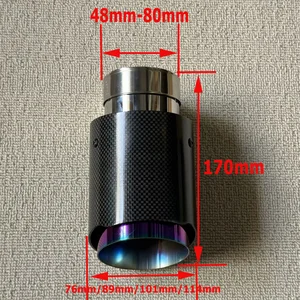 REMUS-Car Exhaust Tip, Fibra De Carbono Brilhante, Plain Silenciador Tubo, Automóvel Peças, Modificação, Roxo, 1Pc 8 principais vendas mangueira roxa - №3