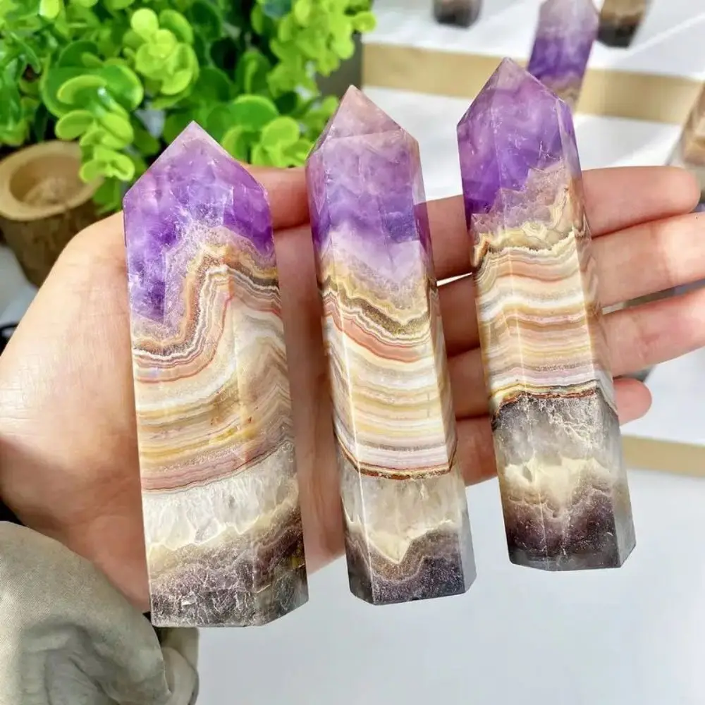 

Amethyst Agate Column, Semi Precious Stone Agate Crystal Column, Natural Raw Stone Polished Western Mysticism Ornaments