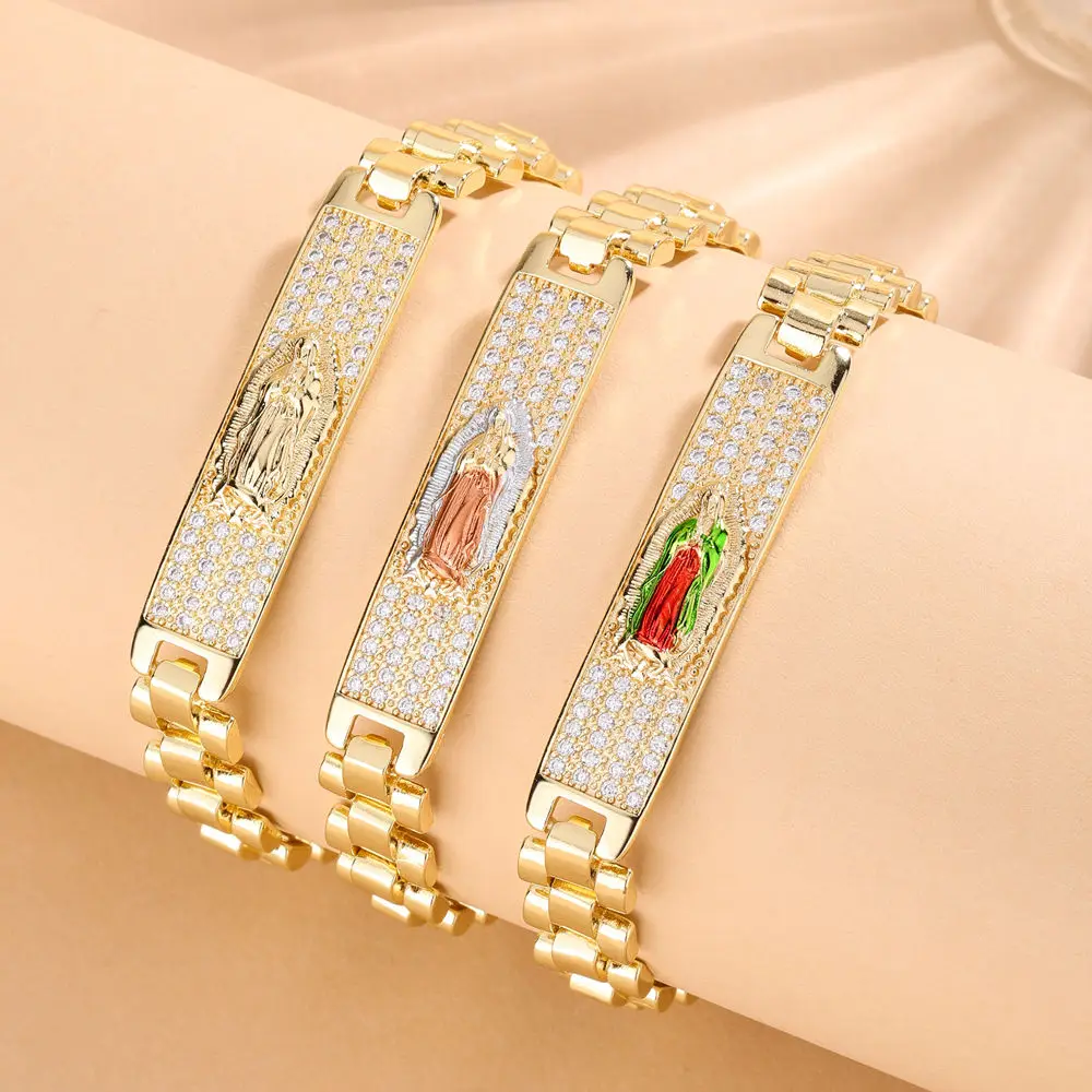 

Ruixi Fashion Hot Sale New Religious Micro Inlaid Zircon Virgin Mary Personalized Watch Chain Bracelet Party Birthday Gift
