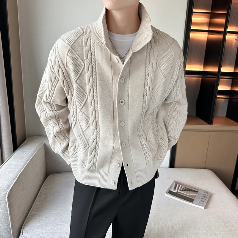 Winter Sweater Cardigan Men Warm Fashion Retro Knit Sweater Jacket Men Korean Loose Cardigan Sweater Mens Jumper Clothes M-3XL