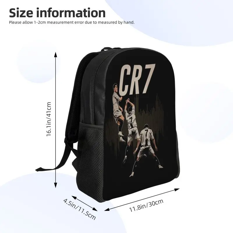 Custom CR7 Soccer Lovers Print Laptop Backpack for Women Men Lightwweight Casual Daypack for School Work Travel Sports