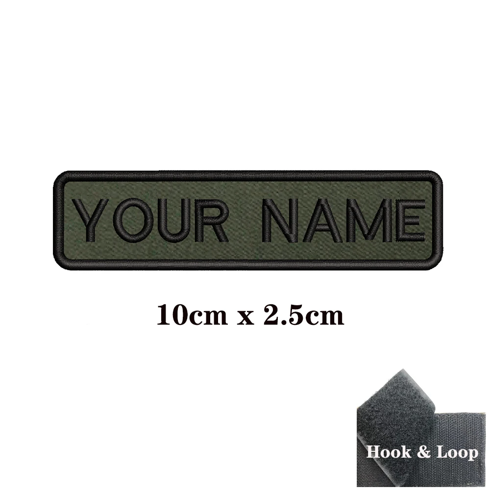 1PC Custom Personalized Name number Patch Stripes Badge tags chevrons Armband Iron On Or Hook Loop embroidered Military green