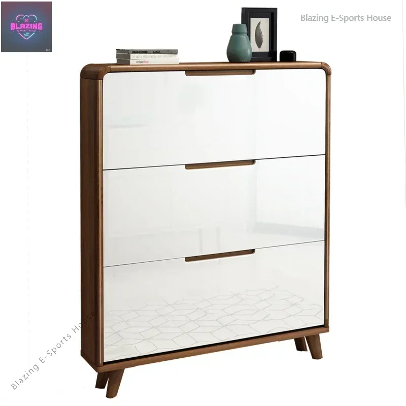 Wooden Large Capacity Shoe Cabinet Ultra-thin Narrow Tip Bucket Style Simple Modern Hall Cabinet Zapateros Home Furniture KMSC
