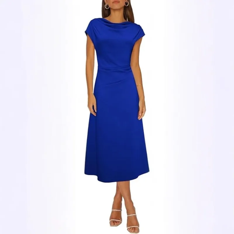 Slimming Dress French Style Summer New Fashion Waist-Cinching Sleeveless Floral Print Knitted Fabric round Neckline Elegant