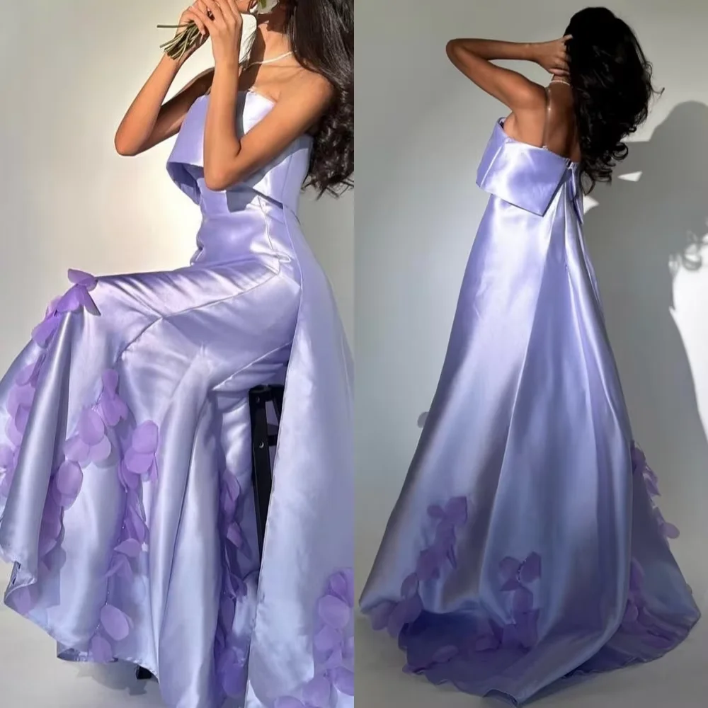 

Customized Mermaid Prom Dresses Floor-Length Strapless Spaghetti Strap Sleeveless Evening Gown Simple Draped Fashion Backless