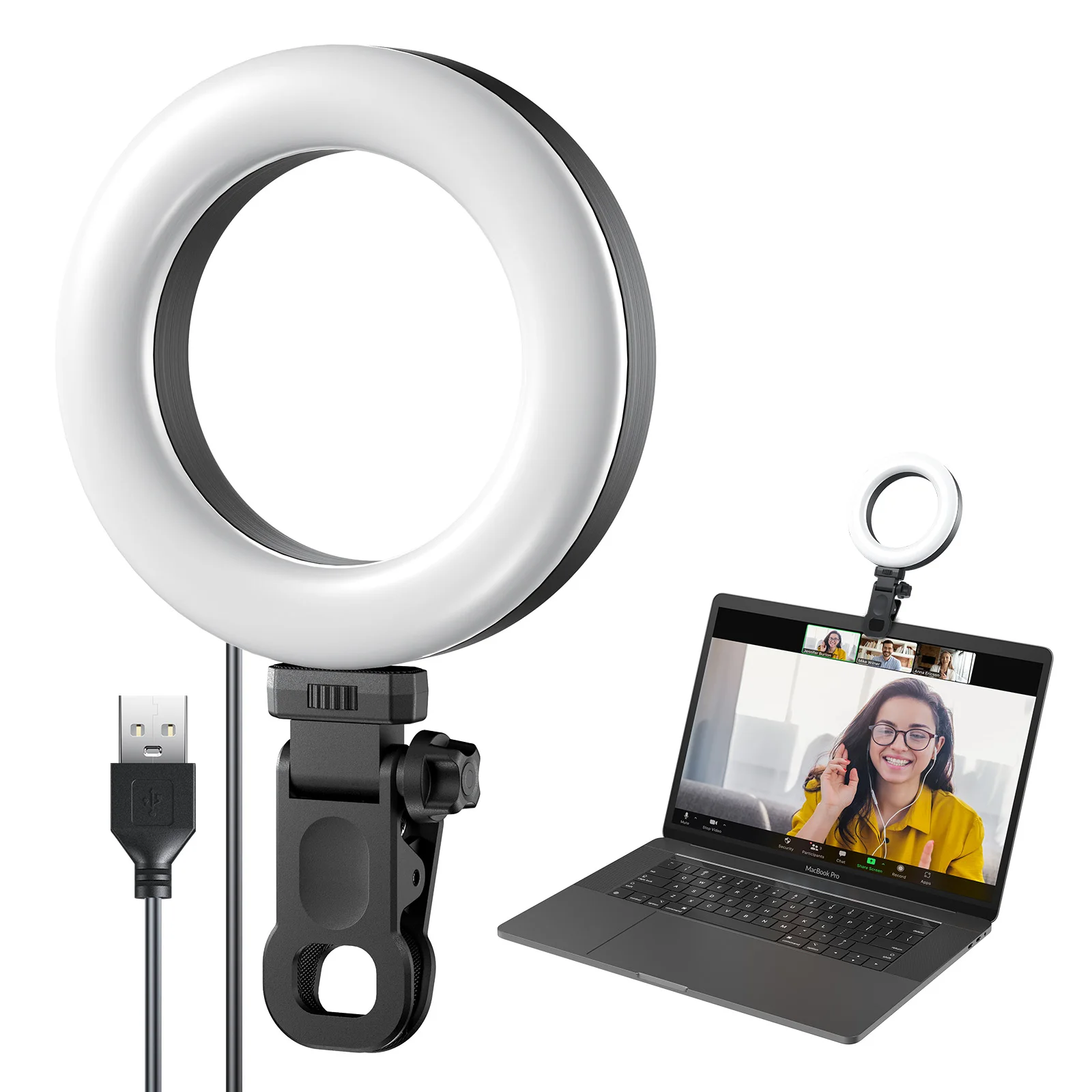 

Pixel 12cm Ring Light with Clip Dimmable LED Fill Lights USB Interface for Selfie Live Stream Makeup YouTube Video Photo Studio