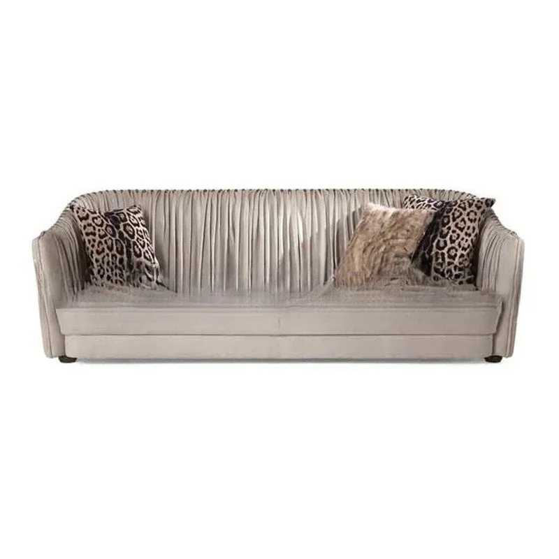 Nordic modern pleated leisure three-person sofa custom furniture villa hotel sales office fashion reception sofa
