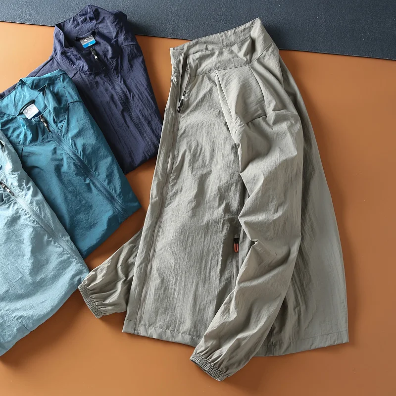 

Men's Summer New Comfortable Breathable Stand Collar Casual Versatile Skin Sun Protection Jaet Outerwear Zipper Sve Long