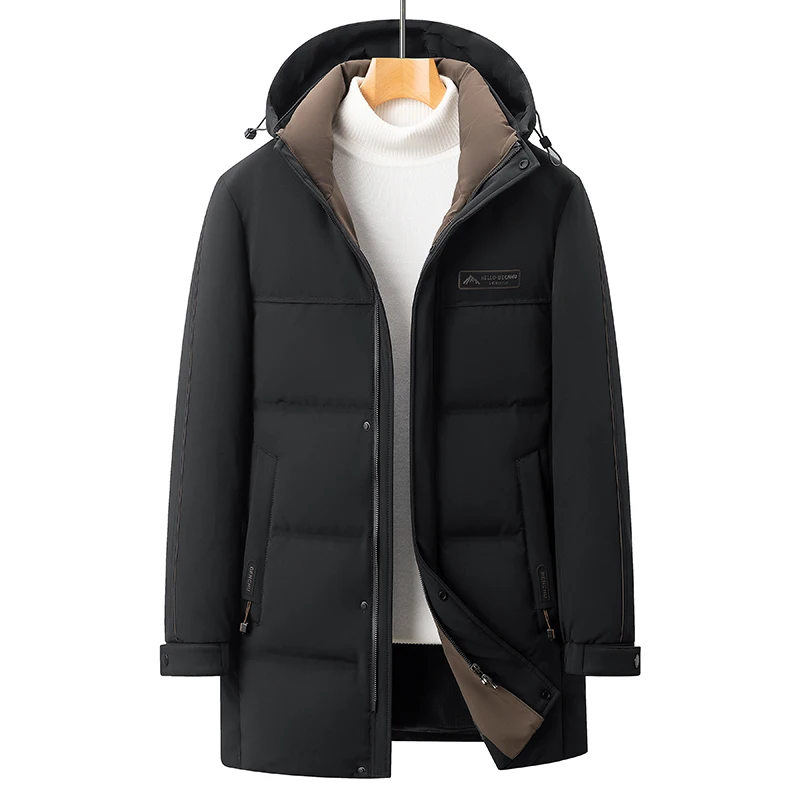 

Высококачественные мужские ветрозащитные теплые пуховики с капюшоном, зимние повседневные куртки-пуховики, уличные пальто с отстегивающимся капюшоном, утепленные парки