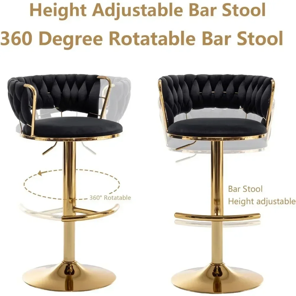 Bar Stools Set of 4 with Low Back, 360 Rotation, 300LBS Weight Capacity Available for All-weather Use, Bar Chairs