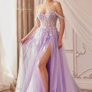 Bella Lavanda Night Dresses Saves Appliques Tulle Tulle Dress Personalized Sleeve Without High Side Division Fiesta 2024 Dresses 12 Main sales dress for graduation - №8