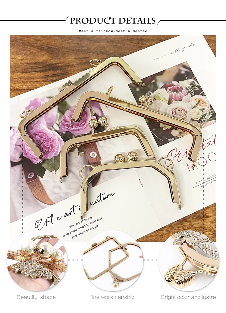 1Pc Deepeel Retro Square Embossed Bag Handles Metal Handmade Sewing Brackets Kiss Clasp Handbag Purse Frame Handle Accessories