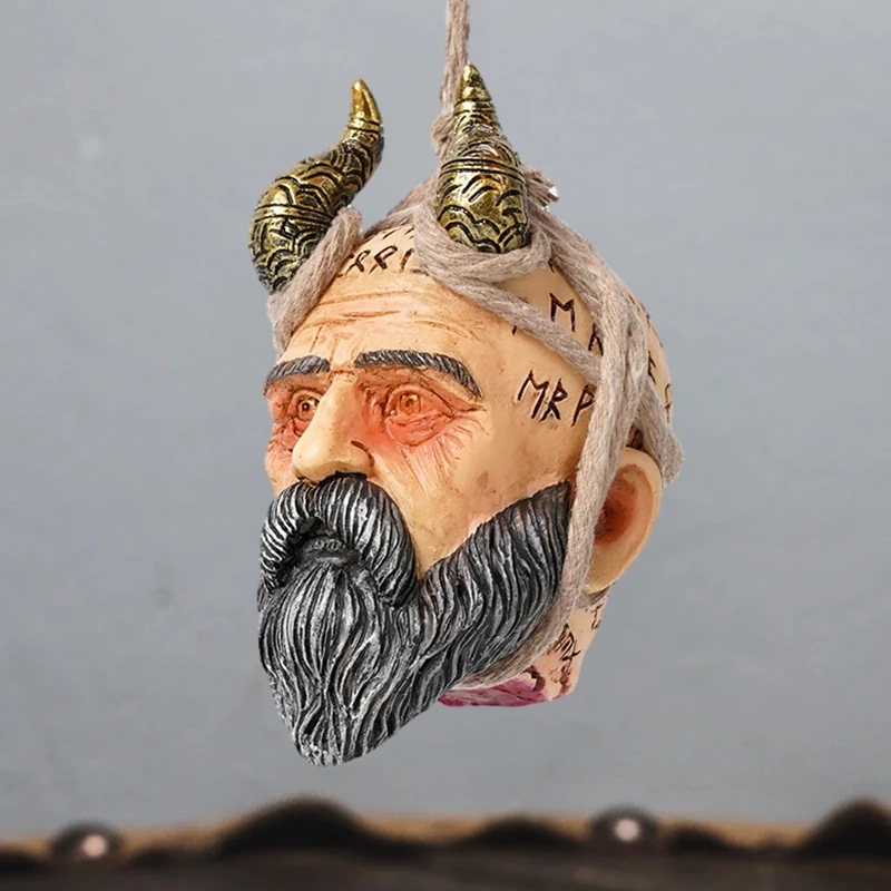 Nordic Mythology Giant God Wall Hanging Resin Head Sculpture Rustic Fantasy Art Ornament For Home Bar Studio Wall Decoration