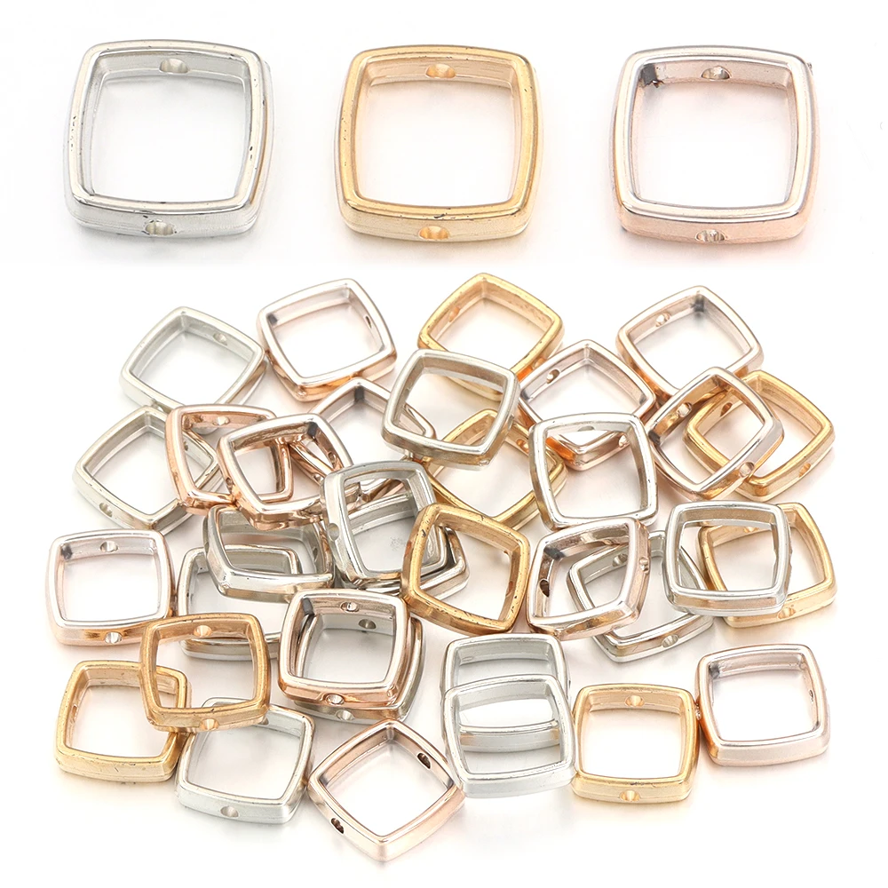 

100pcs Two Hole CCB Square Frame Beads Spacer Connector For Bracelet Necklace Making Supplies DIY Jewelry Making Accessories