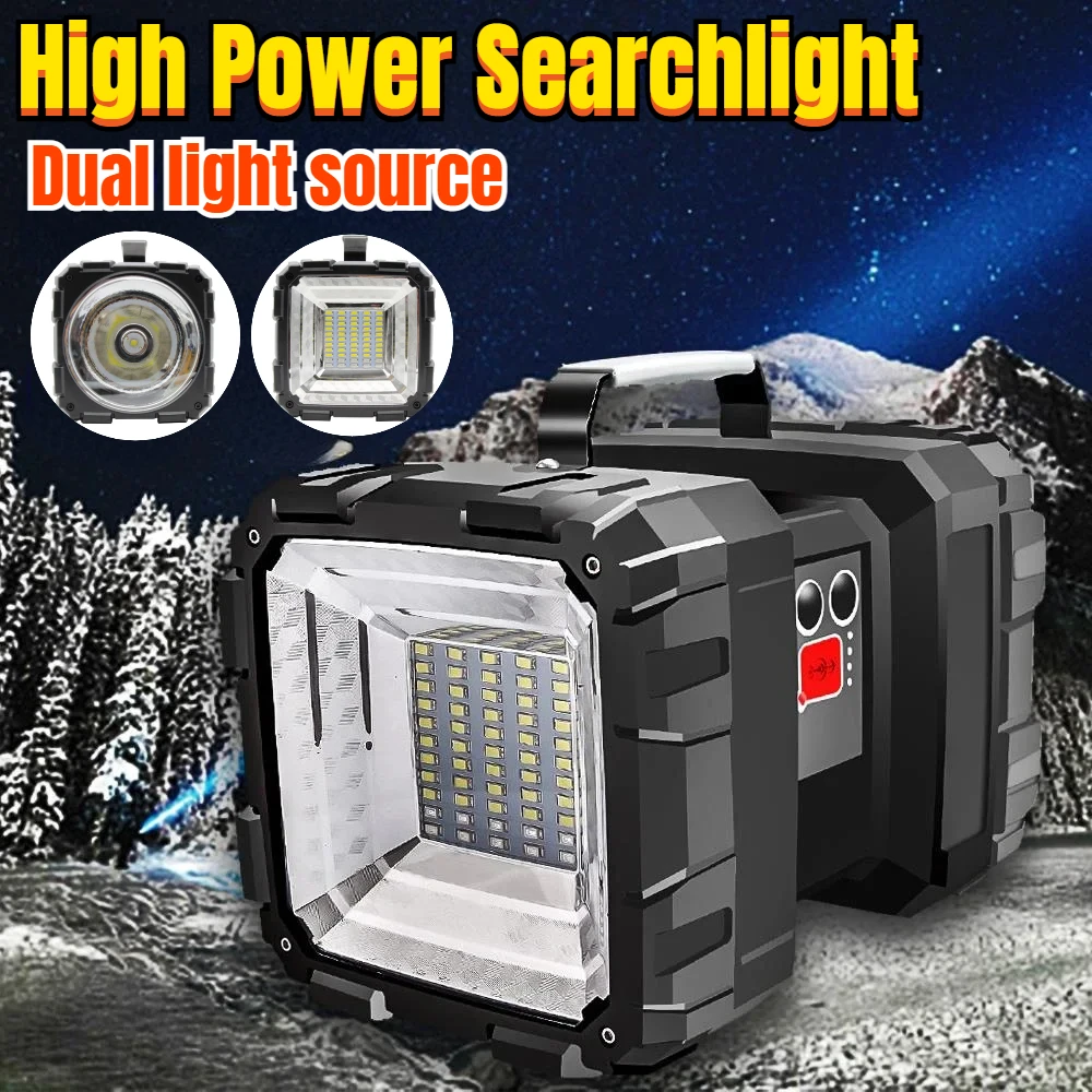 

Bright LED Camping Spotlights Rechargeable 7 Modes Dual Light Source Flashlights Waterproof Searchlight with Powerful Lamp Bead