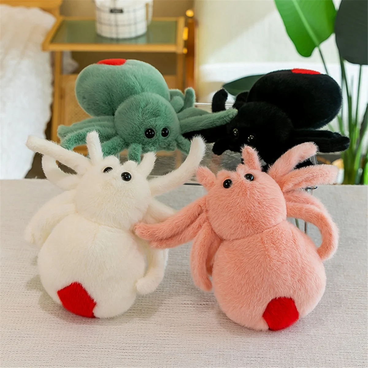 Simulation Spider Jumping Spider Doll Crawling Pet Doll Plush Cute Reptile Plush Toy Super Cute White