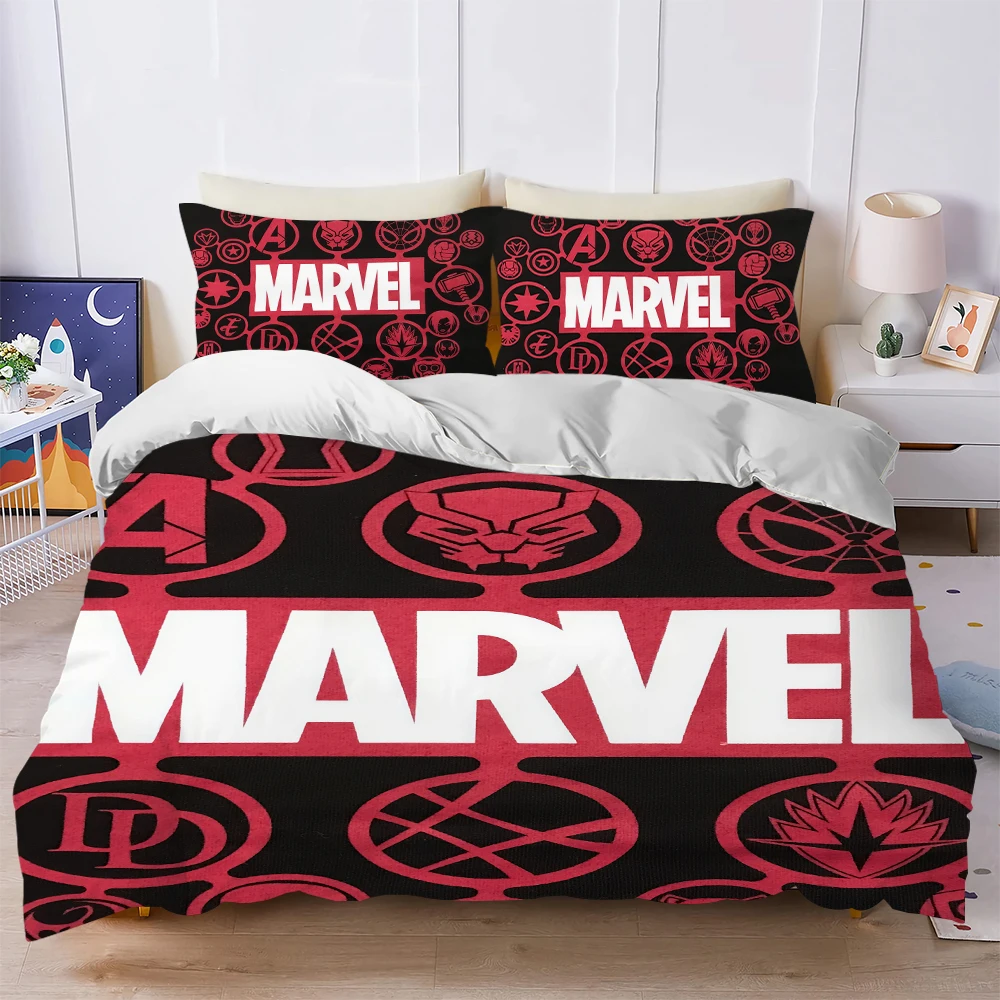 Juego de Funda Nórdica con Logotipo de Marvel, Suave, 3 Piezas, Verano, Cómodo, para Dormitorio Estudiantil, Hogar, Cama de Bebé, Superventas