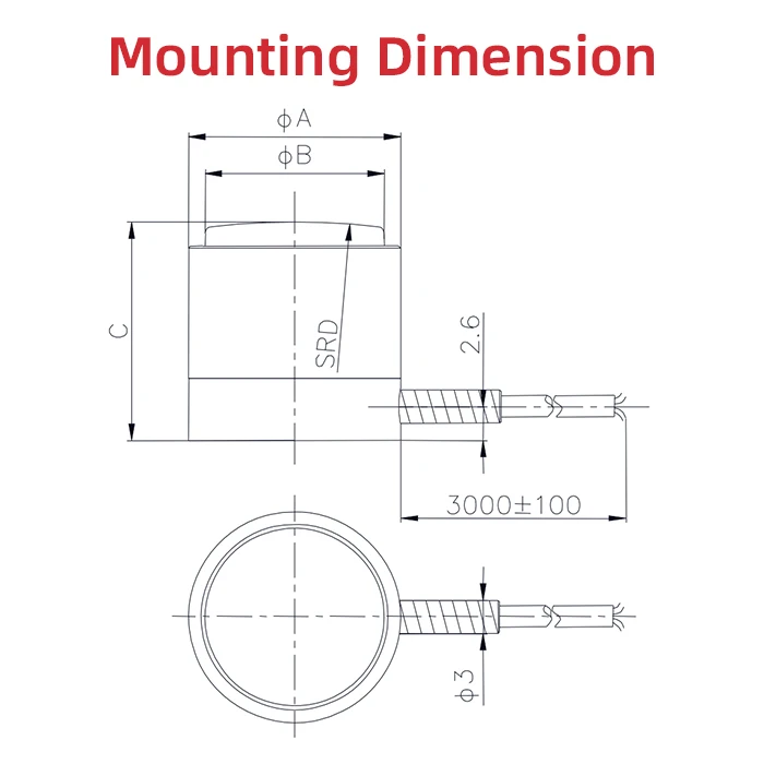 T114 10kN 20kN 50kN 75kN 100kN 150kN Stainless Steel Compression Compact Load Cell