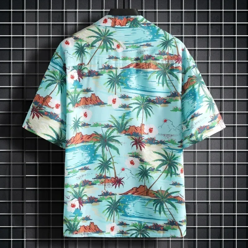 【M-5XL】2-color Optional Cuban Collar Printed Shirt, Summer Thin Top, Beach Travel Party Clothing