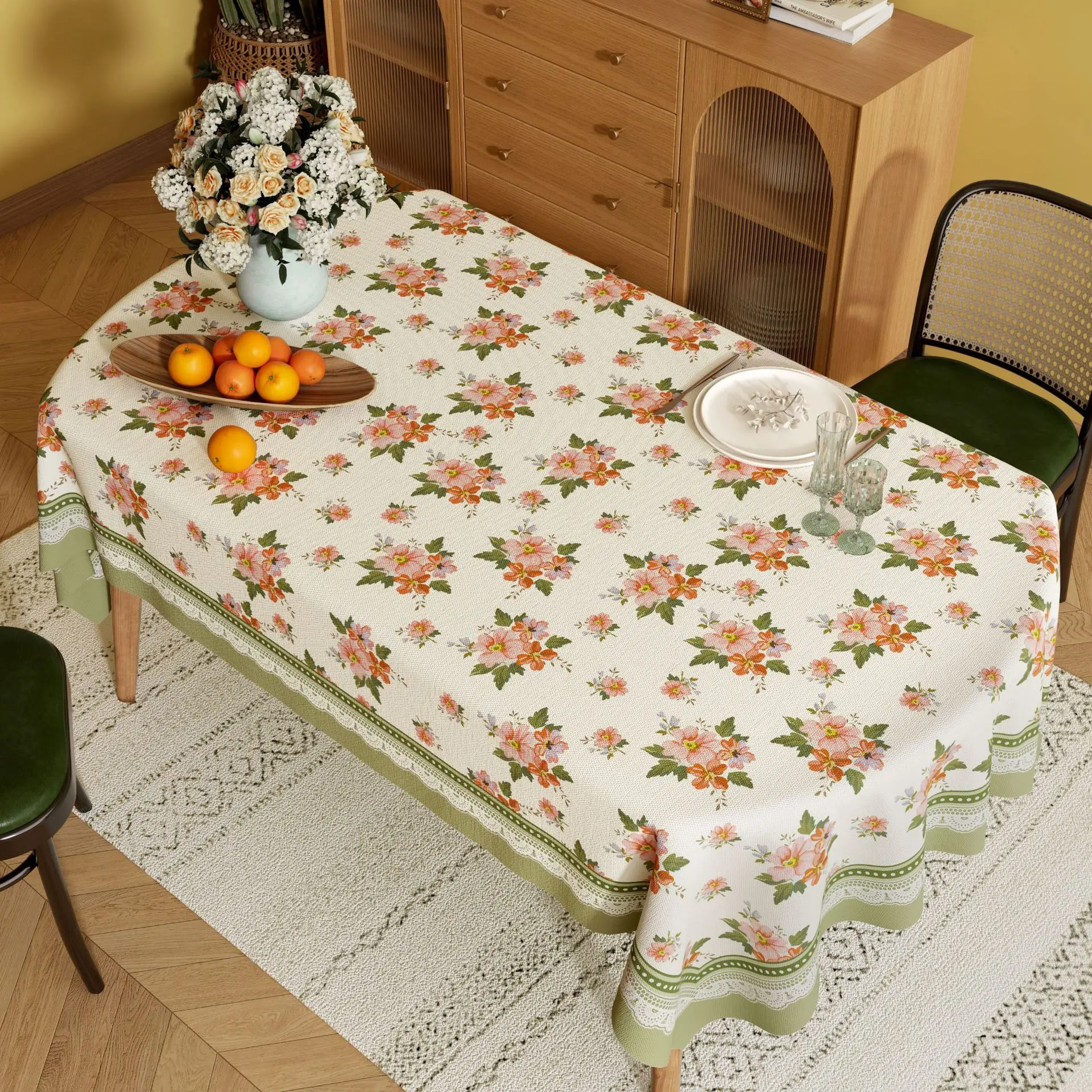 

Oval Tablecloth Waterproof Oil-resistant No-wash Anti-scalding Luxury Feel Dining Table Mat Tea Table Cloth American Country ...