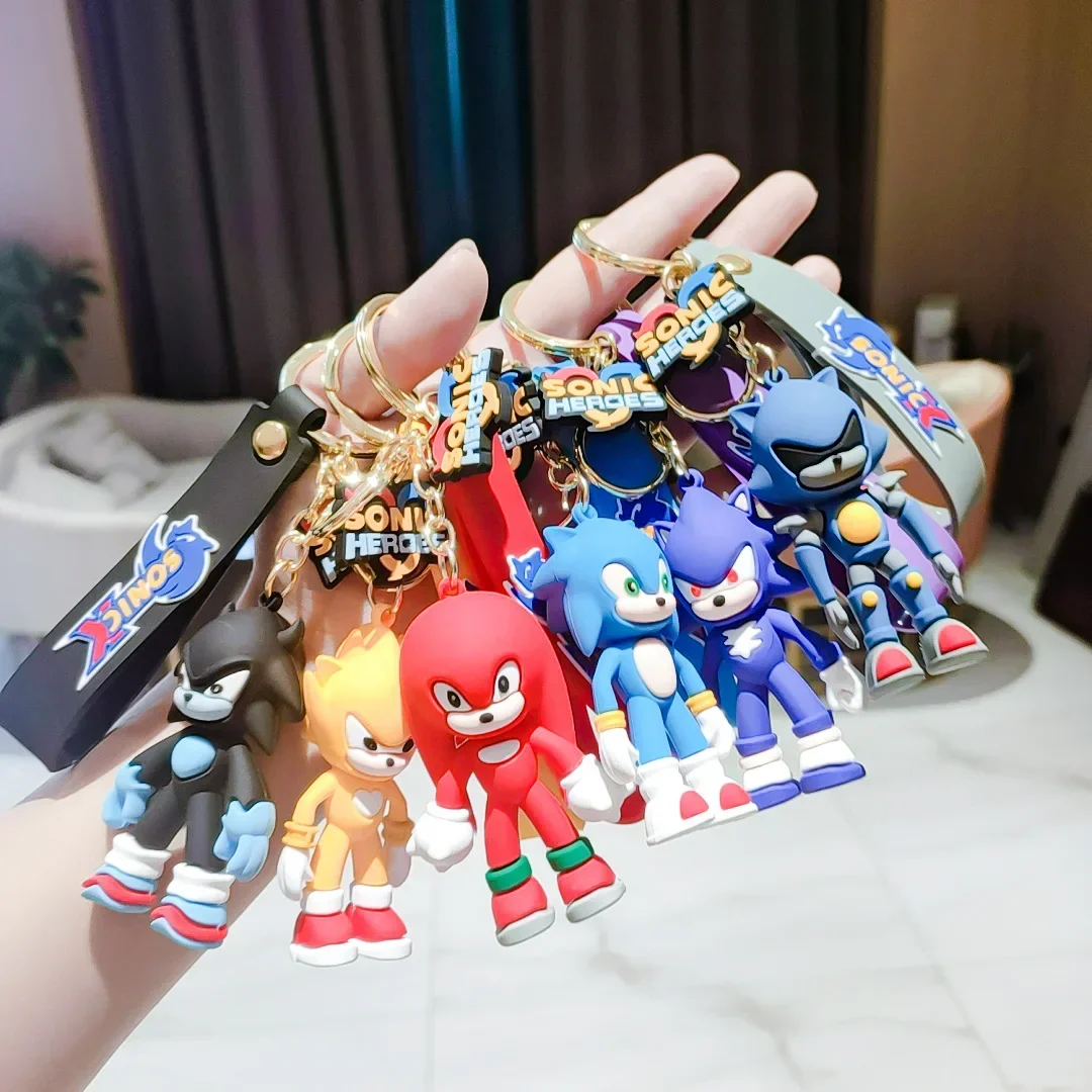 أنيمي الأسرع من الصوت عروسة كارتون اللعب المفاتيح سونيك الظل المفاصل أكياس PVC Keyrings اكسسوارات لعب الأطفال هدية الأطفال