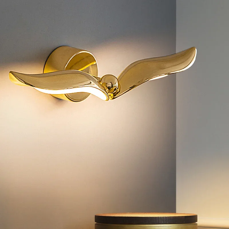 

Seagull Wall Lamp Bedside Lamps Bedroom Light Luxury Minimalist Creative Modern Decoration Living Room Golden Aisle Lighting