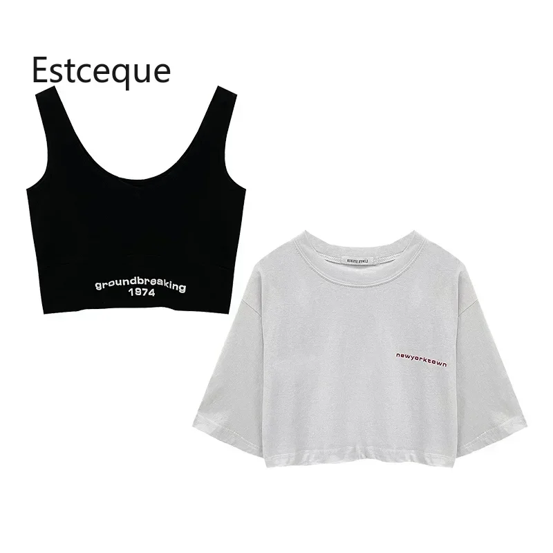 

White Short Sleeved T-shirt Women Summer New 2025 Short High Waist Loose Crop Top Casual Basic Dancing Tees