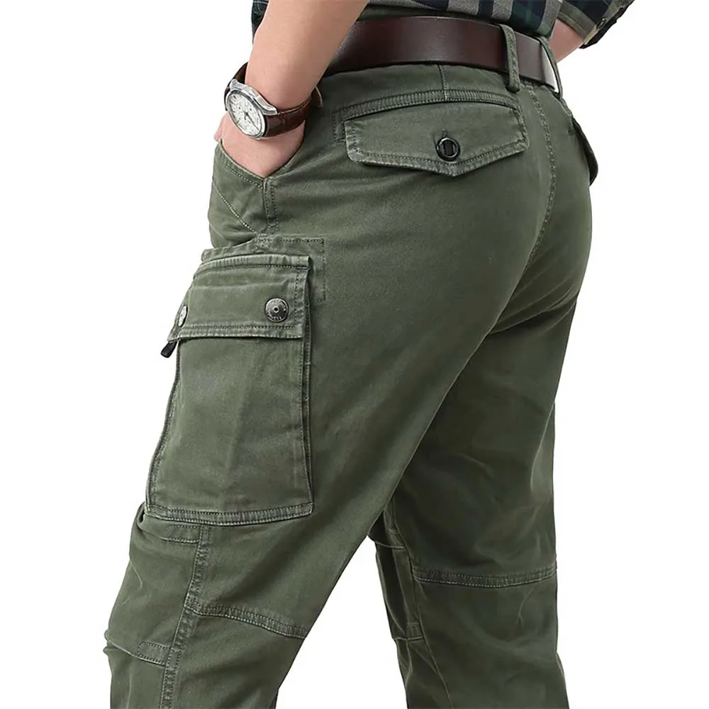 Retro Tactical Cargo Pants Cotton Big Size Men Casual Straight Trousers Loose Baggy Military Pocket Streetwear Clothing