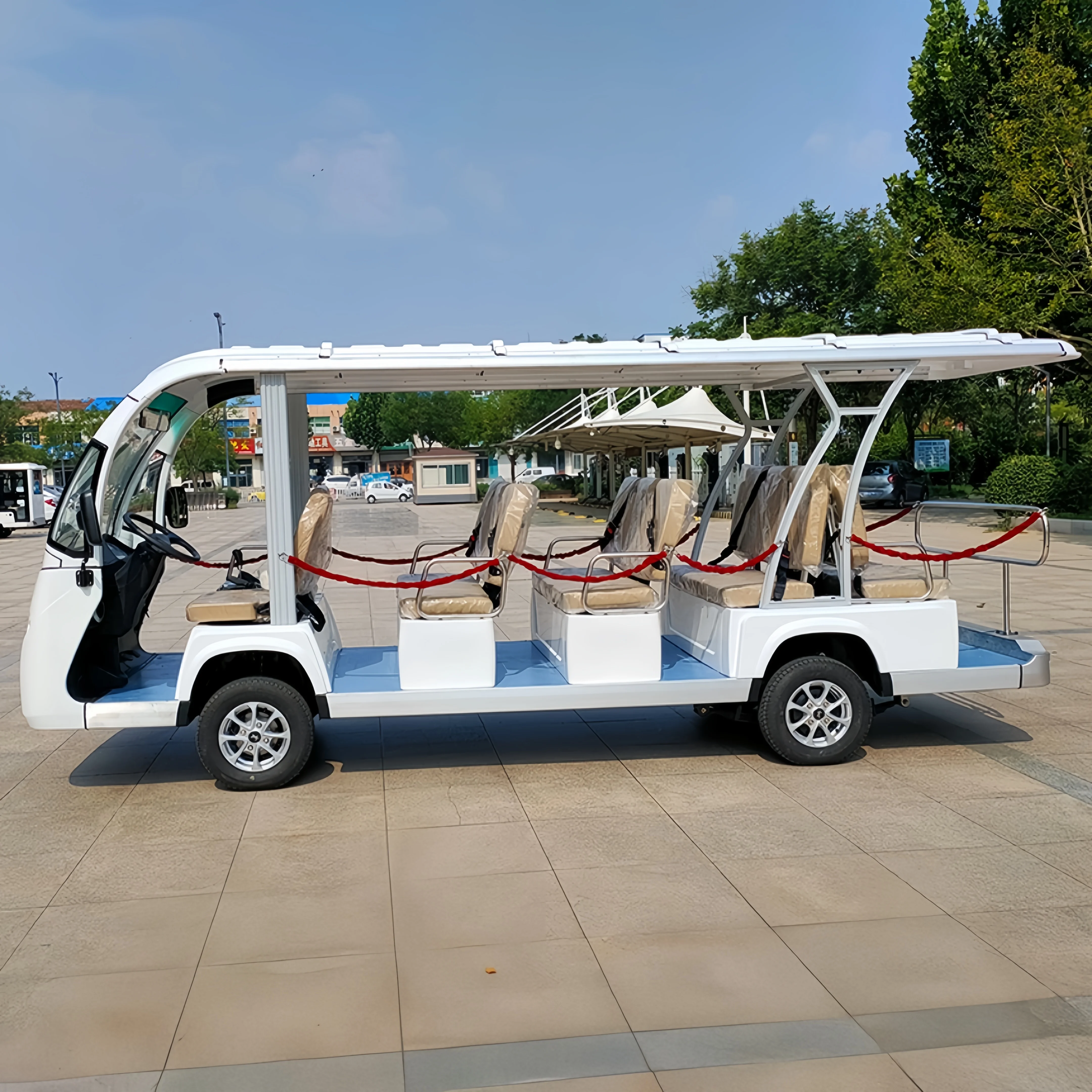 14 Seats Electric Open Mini Shuttle Lead-Acid Battery Customized Sightseeing Bus