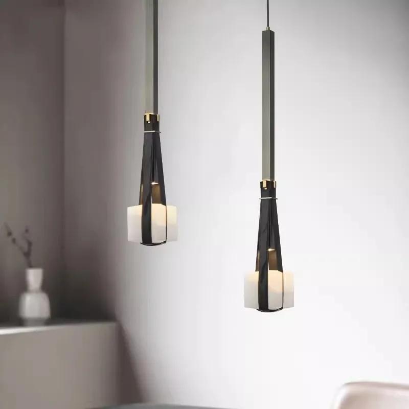 

Postmodern light luxury brown leather restaurant chandelier designer creative personality art bar counter bedroom bedside