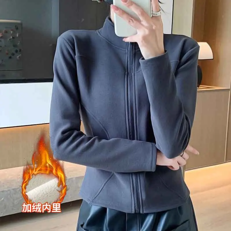 

1pcs Autumn Winter Women Thermal Slim Fit Sport Jacket Long Sleeve Workout Coat Windproof Tops Lady Sportswear Stand Collar Coat