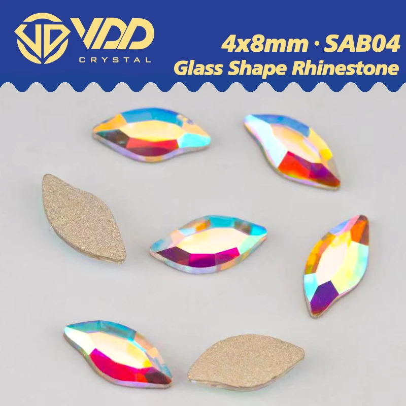 VDD 4x8mm 100/500/1440Pcs Glass Shape Crystal AB Rhinestones Flatback Glitter Strass Stone DIY Crafts Nail Art Decoration SAB04