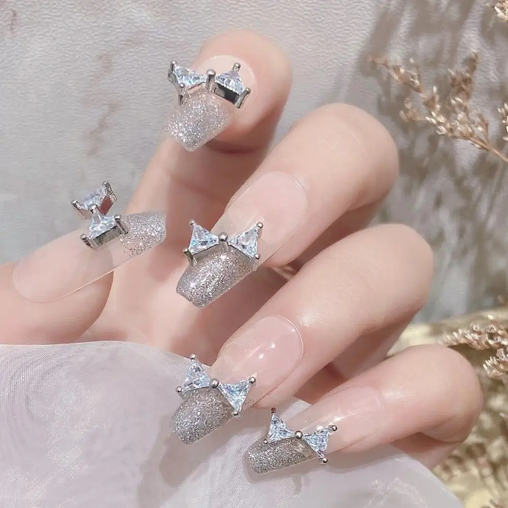 Nail Ornament High Durability Rust-proof Cubic Zirconia DIY Nail Decoration Bow-knot Nail Accessories for Female