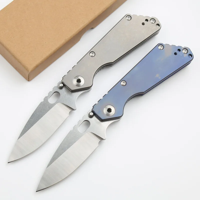 New Strider SNG Titanium Handle Ceramic Bearings Mark CPM 154 Folding Knife Tactical Pocket Camping Hunt Outdoor EDC Tool