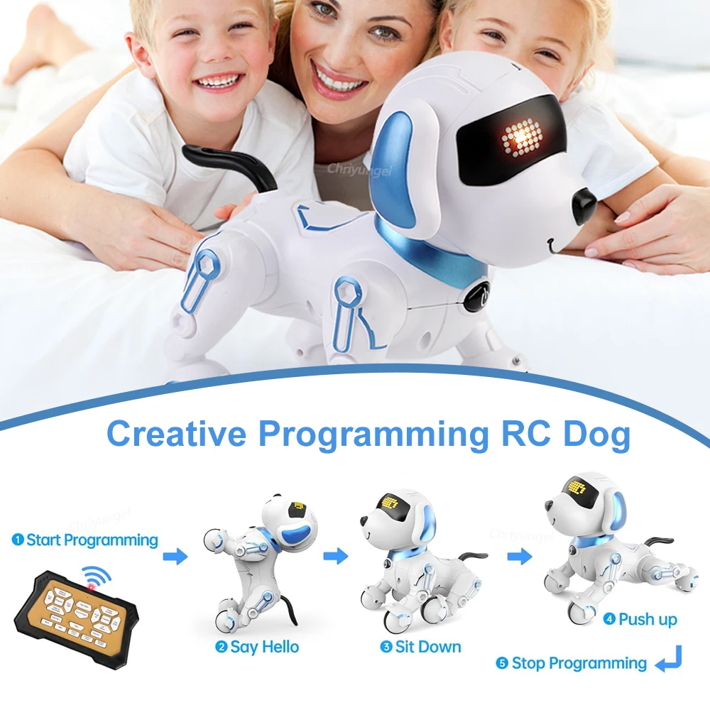 RC Robot Dog الإلكترونية حيلة الحيوانات الأليفة اللمس التفاعلي للبرمجة الذكية المشي الرقص الاطفال هدية عيد ميلاد للأطفال بنين بنات