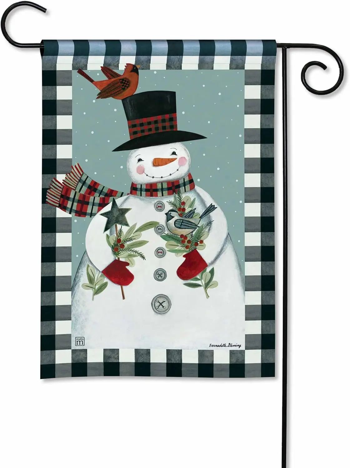 BreezeArt - Holly Snowman Decorative Garden Flag 12x18 inch - Premium Quality SolarSilk - Made in the USA by Studio-M