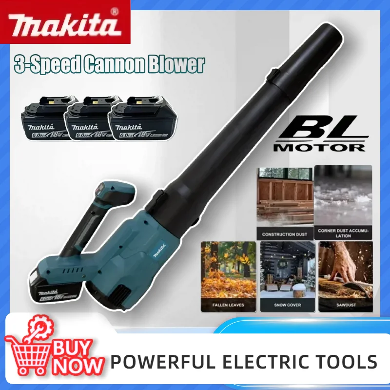 

Аккумуляторная воздуходувка Makita, 3-скоростная, сверхмощная, для уборки листьев, снега и пыли, электроинструмент для продувки.