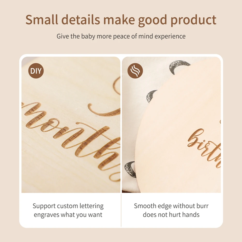 Baby Ballon Milestone Anzahl Monatliche Memorial Monat Karte Neugeborenen Baby Holz Gravierte Alter Fotografie Zubehör Birthing Geschenk – Detail 3
