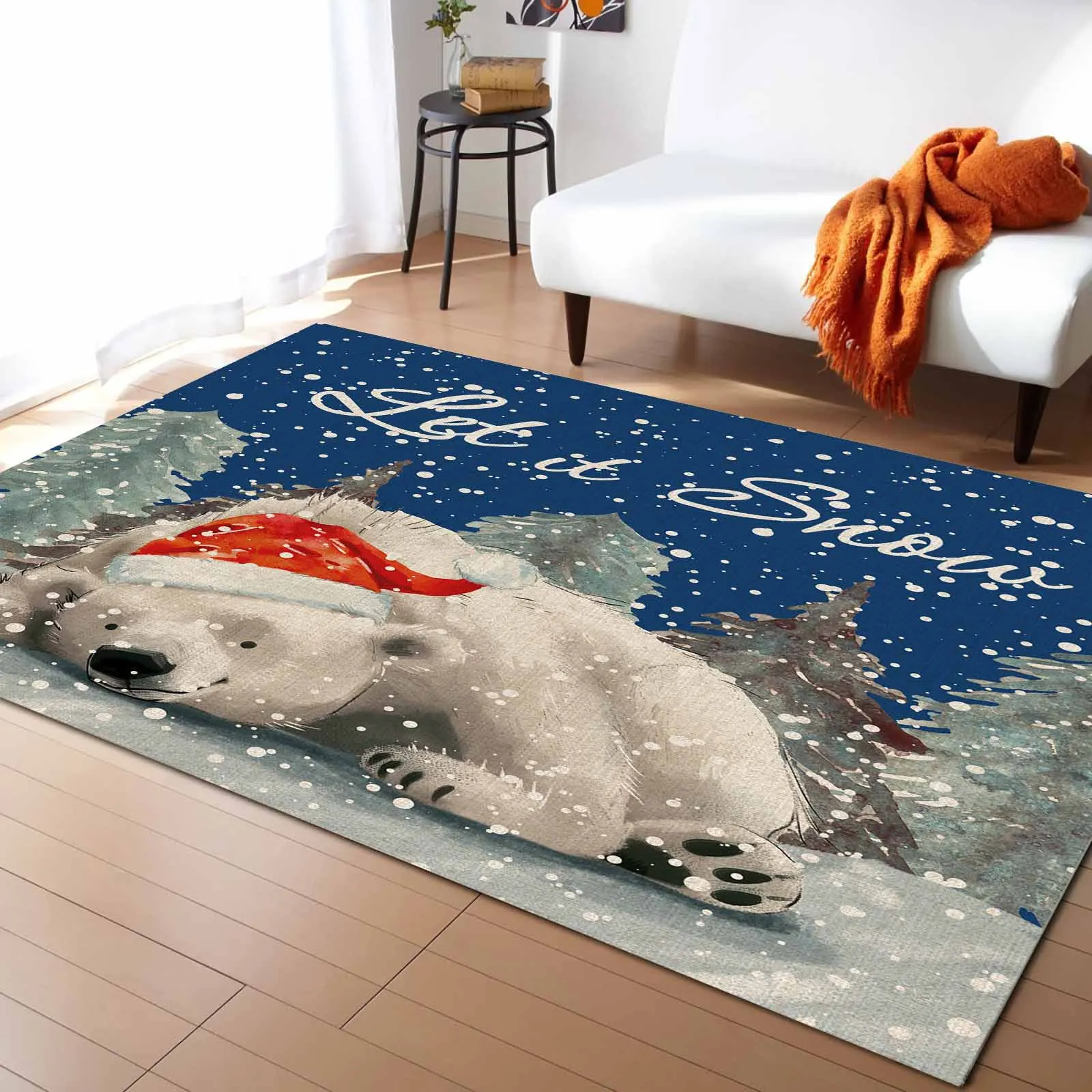 Christmas Snowflake Bear Living Room Floor Mat Children's Room Bedroom Bedside Carpet Kitchen Door Mat