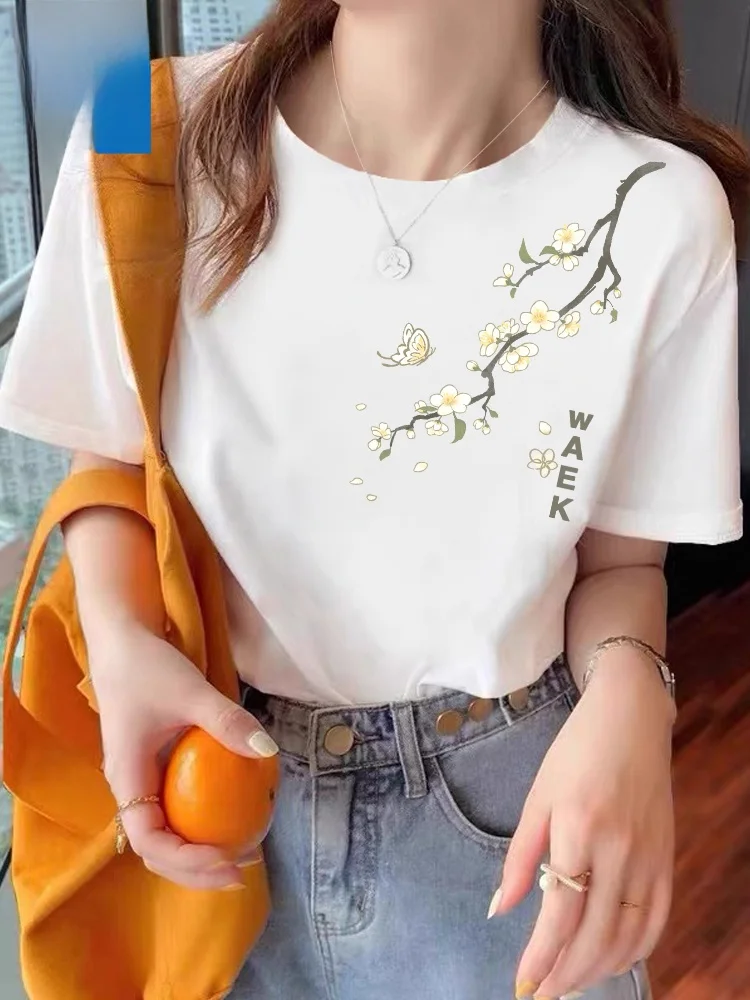 

Женская хлопковая футболка Jeanswest ort Sve, свободная посадка, новинка лета, корейский принт для поездок на работу, креативный узор