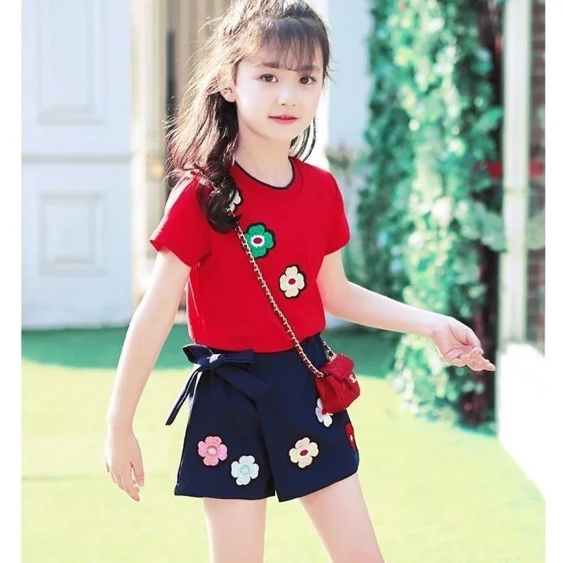 

Girls Summer Sets Floral Printing Suits Baby Girl Fashion Top Shirts+ Shorts Two-piece Clothing Outfit T-shirt 2 6 12 Years Old