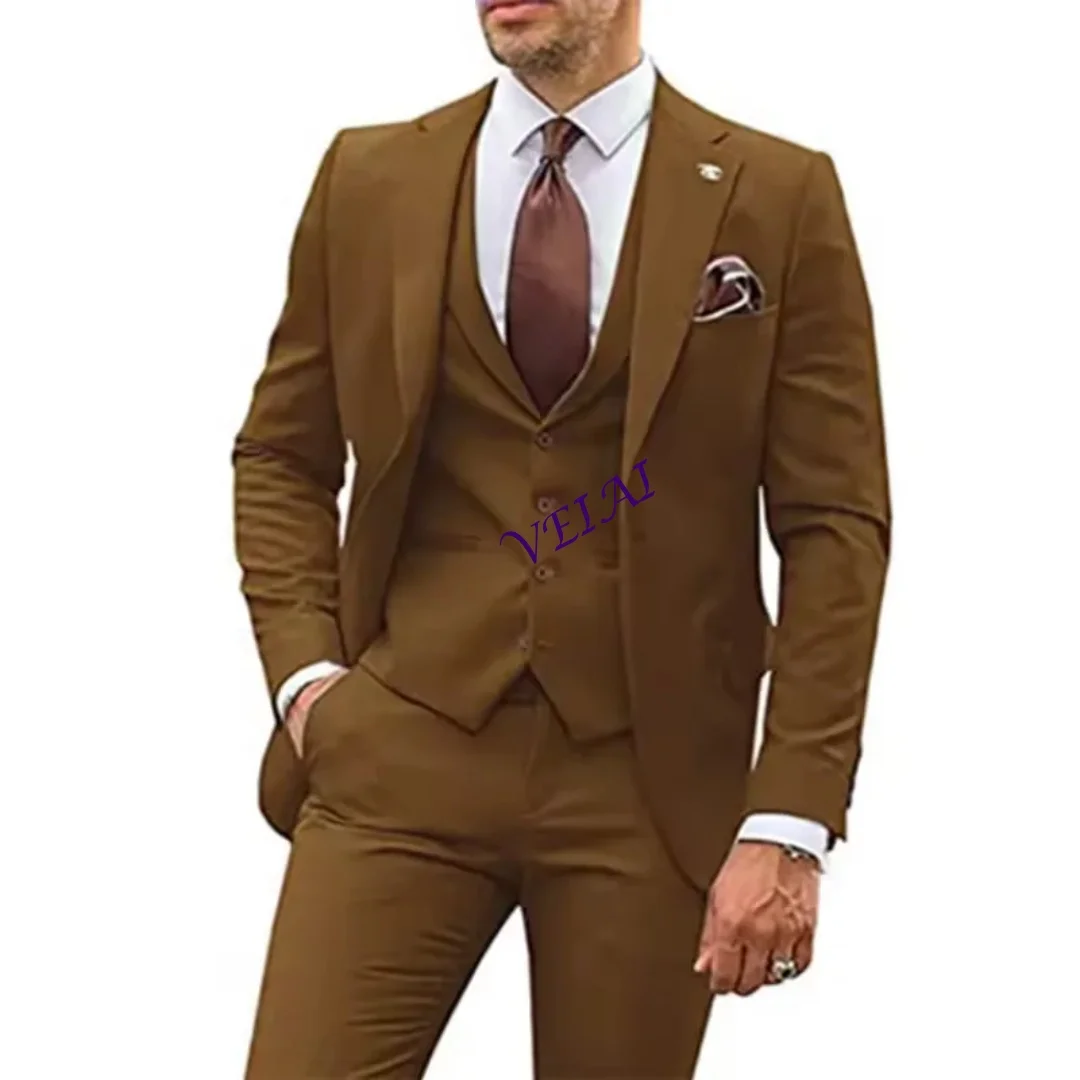 

CustomizedBeige suit men's slim fit groom tailcoat wedding set Best men groom formal party set men 3-piece set
